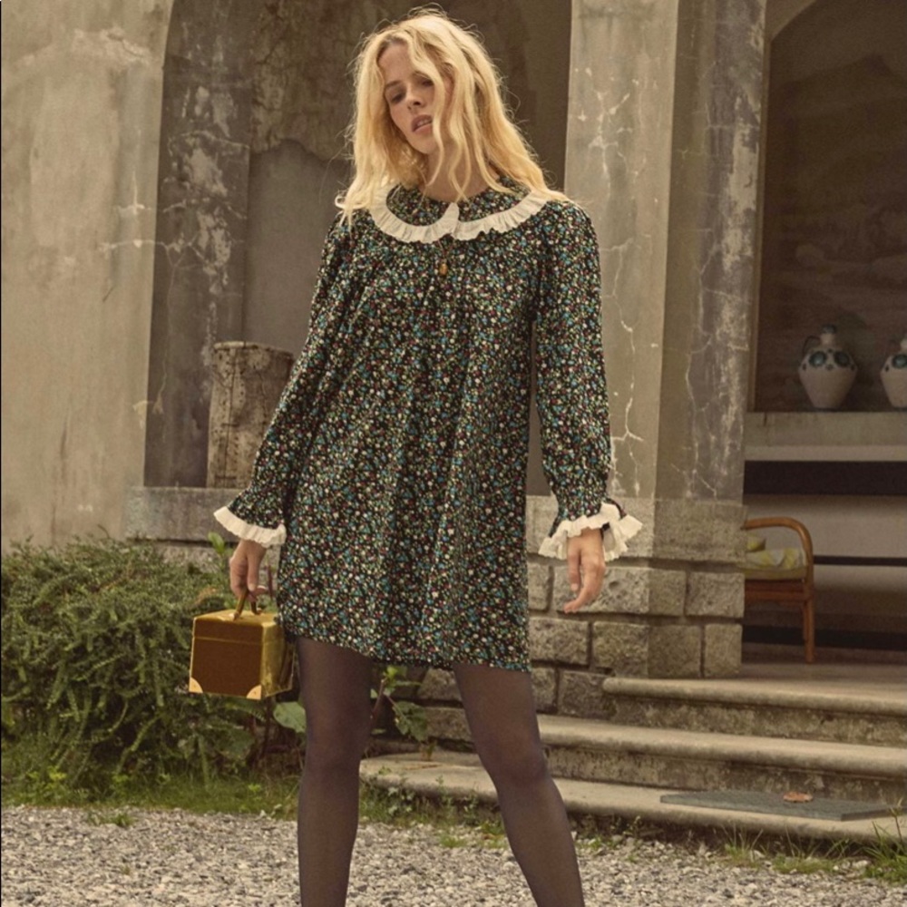 NWT Doen Lisette Montpellier Floral Collared Mini Dress